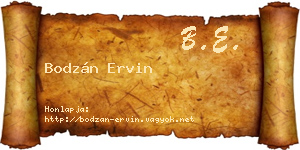 Bodzán Ervin névjegykártya