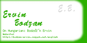 ervin bodzan business card